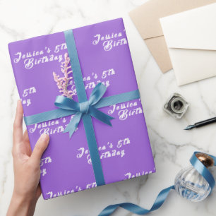 5. Geburtstag Süßes Mädchen Lila Einfach Modernes  Geschenkpapier