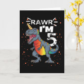 5. Geburtstag T Rex Dinosaurier Karte (Gelbe Blume)