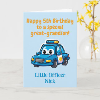5. Geburtstag Ur-Enkel, individuelles Polizeiauto Karte