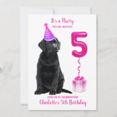 5. Geburtstag Welpenthema - Niedlicher Hund Pink G Einladung (Vorderseite)