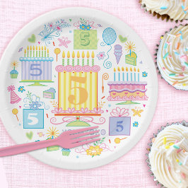 5. Geburtstag Whimsical Girly Pappteller