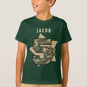 5. Geburtstags-Jungen-Camouflage-individueller T-Shirt