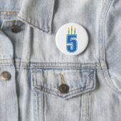 5 Geburtstags-Kerzen (Blau/Grün) Button (Beispiel)