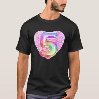 5. Geburtstagsballon Pink Heart Daughter Party Fam T-Shirt