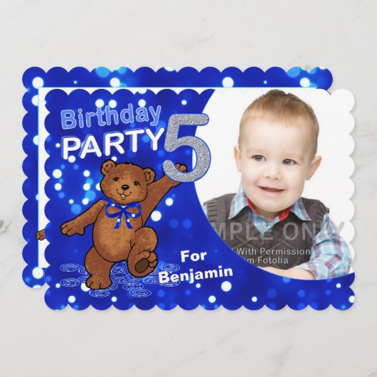 5. Geburtstagsbär Party Custom Foto Einladungen (Vorne/Hinten)