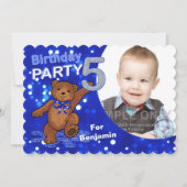5. Geburtstagsbär Party Custom Foto Einladungen (Vorderseite)