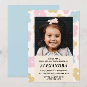 5. Geburtstagseinladung Retro Groovy Blume Niedlic Einladung