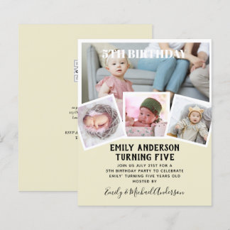 5. Geburtstagsfoto Collage Invite Boy Girl Mixed