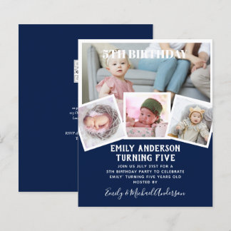 5. Geburtstagsfoto Collage Invite Boy Girl Mixed