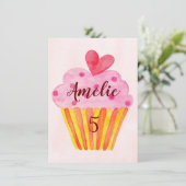 5. Geburtstagskarte - Kuchen Aquarell Karte (Stehend Vorderseite)