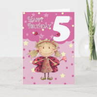5. Geburtstagskarte mit niedlicher Ladybug-Fee