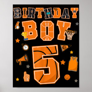 5. Geburtstagskind 5 Jahre Basketball Party 5 Jahr Poster