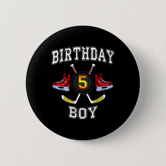 5. Geburtstagskind - Eishockey 5 Jahre Button (Vorderseite)