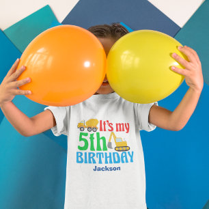 5. Geburtstagskinder Party für Baufahrzeuge T-Shirt