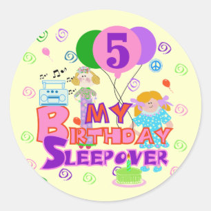 5. Geburtstagsleepover-T-Shirts und Geschenke Runder Aufkleber