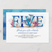 5 Geburtstagsmagie unter der Meereswelt Einladung (Vorne/Hinten)