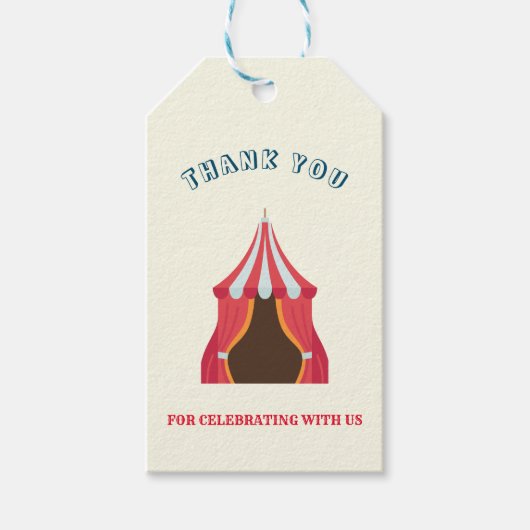 5. Geburtstagsparty Circus THEMA DANKE Geschenkanhänger (Vorderseite)