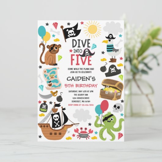 5. Geburtstagsparty Einladung (Stehend Vorderseite)