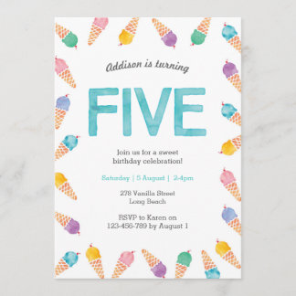 5. Geburtstagsparty | Einladung von Regenbogeneis