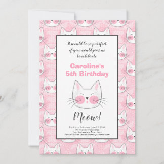 5. Geburtstagsparty für Girl Pink Kitty Cats Ankündigung