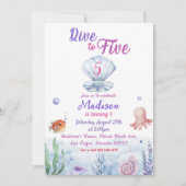 5. Geburtstagsparty mit 5 Meerjungfrau Einladung (Vorderseite)