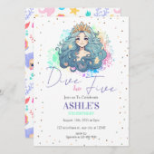 5. Geburtstagsparty mit 5 Meerjungfrau Einladung (Vorne/Hinten)