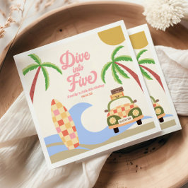 5. Geburtstagsparty mit 5 Surfpink Serviette