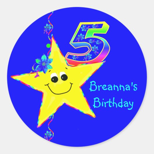 5. Geburtstagsparty Stars Stickers (Vorderseite)