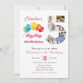 5. Geburtstagssammlung Foto Nr. 5 Mädchen Einladung