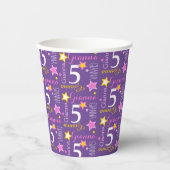 5. Geburtstagsstern lila Rosa Party Pappbecher (Vorderseite)