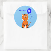 5. Geburtstagstiger mit dem Namen Blau Runder Aufkleber (Tasche)