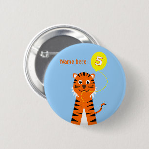 5. Geburtstagstiger mit Namen Blue Orange Button