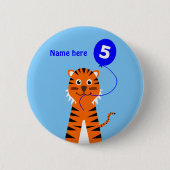 5. Geburtstagstiger, niedlicher Name Button (Vorderseite)