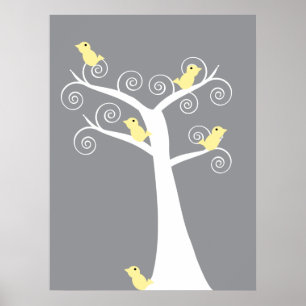 5 Gelbe Vögel drucken Poster