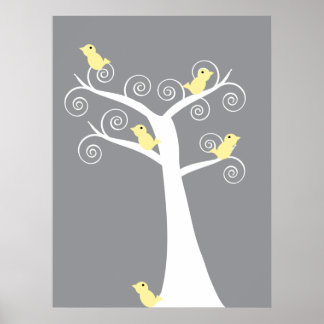 5 Gelbe Vögel drucken Poster