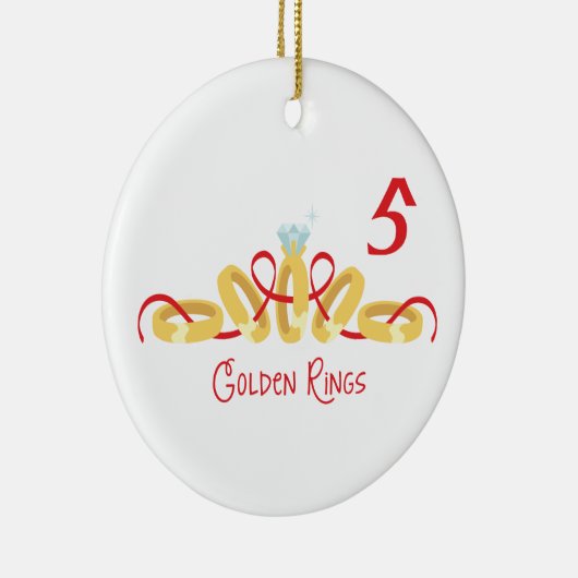 5 Goldene Ringe Keramik Ornament (Rechts)