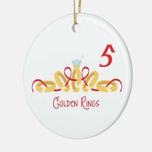 5 Goldene Ringe Keramik Ornament (Links)