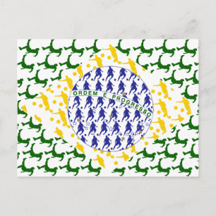 5 Goldstars Fußball-Flagge Brasilien Postkarte
