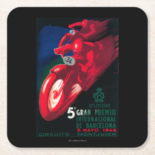 5 Gran Premio Internat'l Motorradposter Rechteckiger Pappuntersetzer