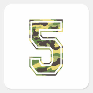 #5 Grün & Gelb Camo Quadratischer Aufkleber