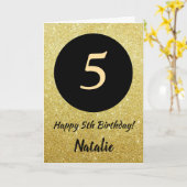 5. Happy Birthday Black and Gold Glitzer Card Karte (Gelbe Blume)