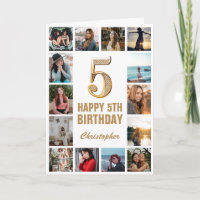 5. Happy Birthday Gold und White Foto Collage
