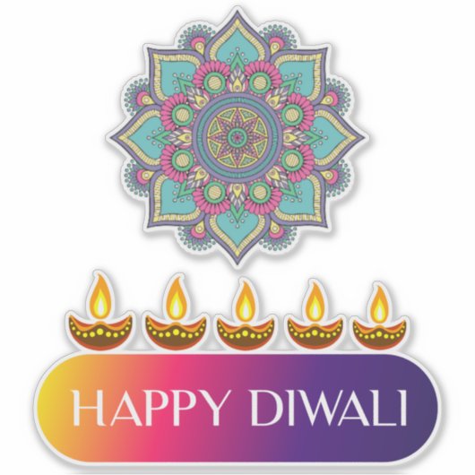 5. Happy Diwali das Festival der Lichter Indiens Aufkleber (Vorderseite)