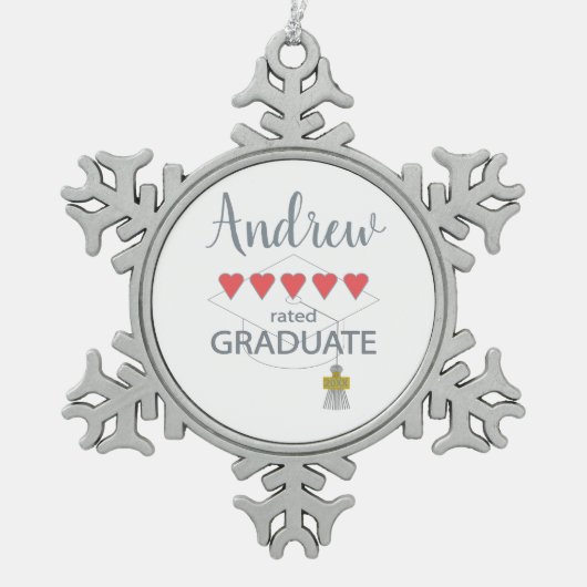 5 Herz-Kreislauf-Abitur Schneeflocken Zinn-Ornament (Vorderseite)