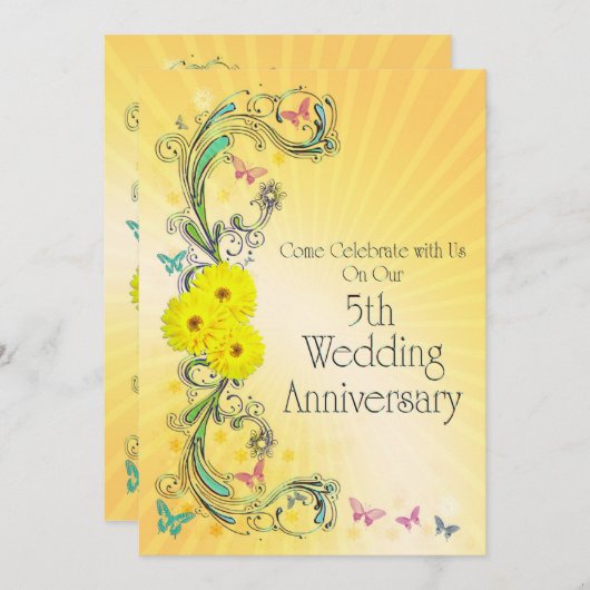 5. Hochzeit-Anniversay-Party Einladung (Vorne/Hinten)