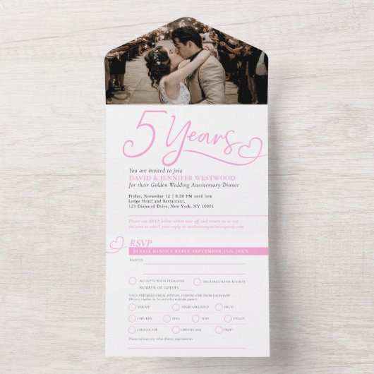 5. Hochzeitliches UAWG zum Jubiläum All In One Einladung (Innen Boden)