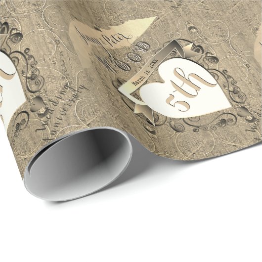 5. Hochzeitsfeier Holzbild-Papier Geschenkpapier (Rolleneckpunkt)