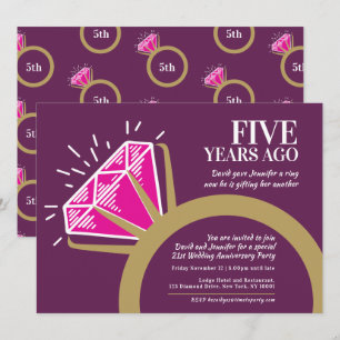 5. Hochzeitsjubiläum Party Pink Tourmalin Ring Einladung