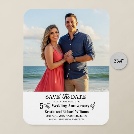 5. Hochzeitsjubiläum Save-the-Date-Foto Magnet