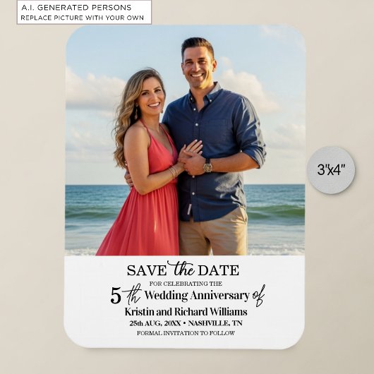 5. Hochzeitsjubiläum Save-the-Date-Foto Magnet